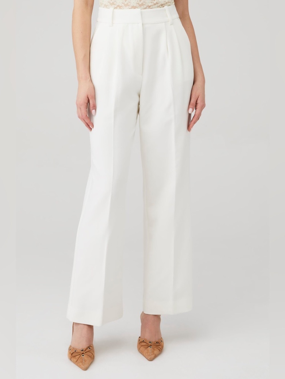 NWT Favorite Daughter The Favorite Pants White Ivory Pleat Front Sz 10